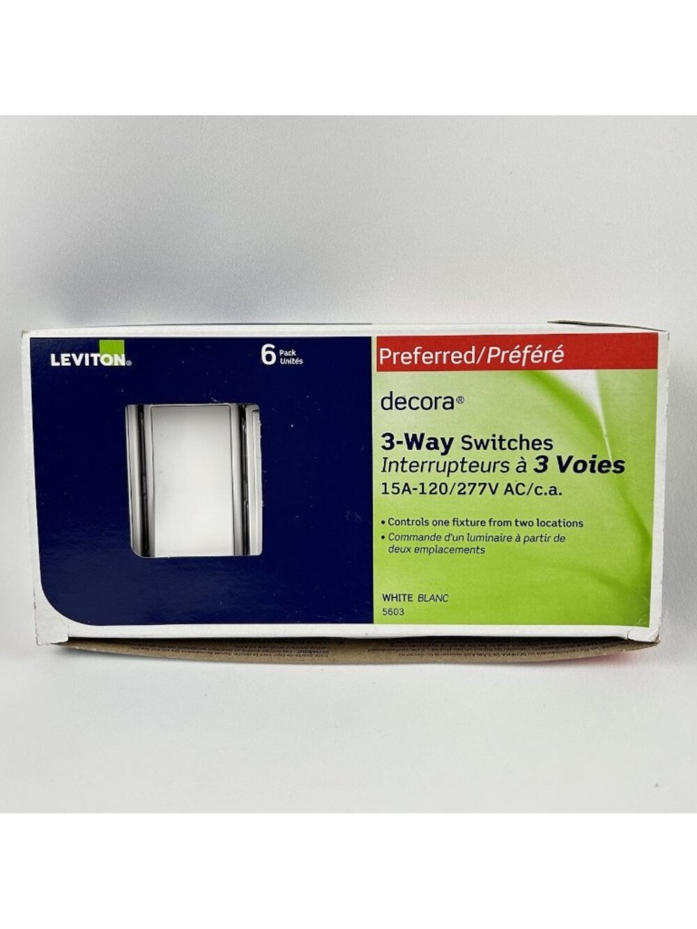 Leviton Decora 3-Way Specialty Light Switch 15 Amp White 5603-WSP  *5 Pieces*